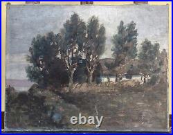 Autumn Landscape With Home Imprressionist IK 1917 Oil Painting 16 1/8x20 1/2in