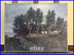 Autumn Landscape With Home Imprressionist IK 1917 Oil Painting 16 1/8x20 1/2in