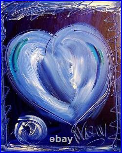 BLUE HEART Abstract Pop Art Painting Original Oil On Canvas Gallery Artist