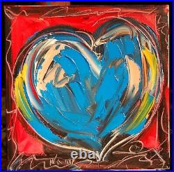 BLUE HEART Pop Art Painting Original Oil On Canvas Gallery Artist GQWF34G