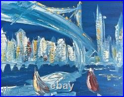 BLUE NYC Abstract Pop Art Painting Original Oil On Canvas Gallery Artist