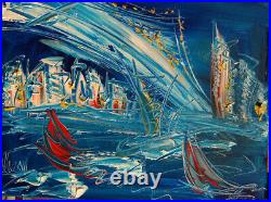 BLUE NYC Abstract Pop Art Painting Original Oil On Canvas Gallery Artist