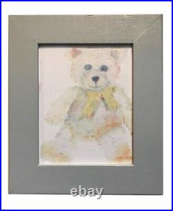Baby, Teddy Bear, 12x14, Original Oil Painting, Framed, Art