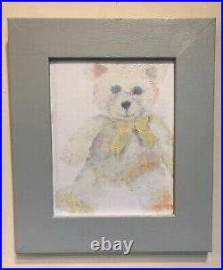 Baby, Teddy Bear, 12x14, Original Oil Painting, Framed, Art