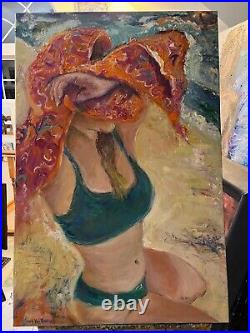 Beach Girl, Abstract, Oil Painting, Framed, Arts