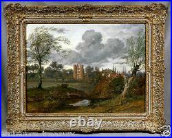 Beautiful 19th Century Castle Landscape (oil on canvas signed painting)