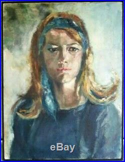 Beautiful Mid Century Oil on Canvas Signed Painting Portrait Woman Willa Musser