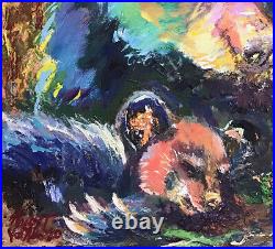 Black Bear & Cub, 20x20, Original Oil Painting, Signed Art, Baby, Gallery Art
