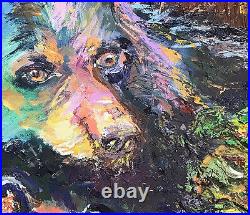 Black Bear & Cub, 20x20, Original Oil Painting, Signed Art, Baby, Gallery Art