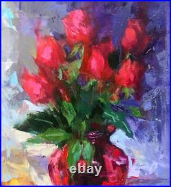 Blooming Rose Painting Original Floral Oil On Canvas Impressionist Art'20x16