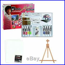 Bob Ross Master Artist Oil Paint Set with Wood Table Easel & 12x16 Canvas Panels