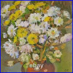Bouquet Flowers Canvas Oil Painting On Canvas Original Signed Artwork Ukraine