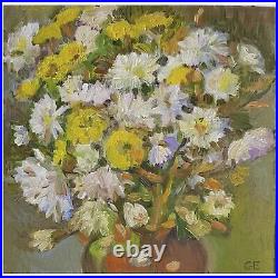 Bouquet Flowers Canvas Oil Painting On Canvas Original Signed Artwork Ukraine