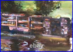 Bridge Pond, 24x20, Original Oil Painting, Wood Frame, Art Gallery
