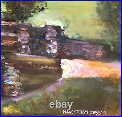 Bridge Pond, 24x20, Original Oil Painting, Wood Frame, Signed Art, Artist