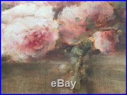 C1850 French impressionist Henri Cauchois floral oil painting on canvas 15 X 19