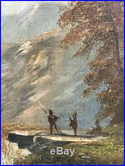 C1870 Hudson River School Painting With Native Americans By Charles Lanman