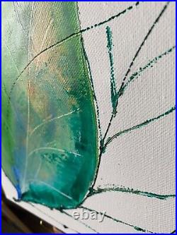 CANVAS ORIGINAL Oil Painting Botanical Original Green Modern Texture SET of 4