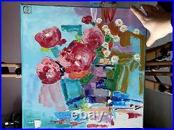 CANVAS Oil Painting Floral ORIGINAL Art Abstract Still Life Art Flower Texture A