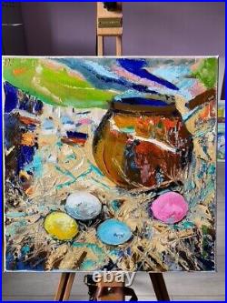 CANVAS Oil Painting Still Life ORIGINAL Art Vase Painting Impasto Textured Art