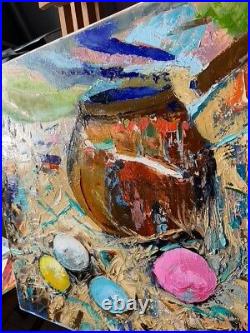 CANVAS Oil Painting Still Life ORIGINAL Art Vase Painting Impasto Textured Art