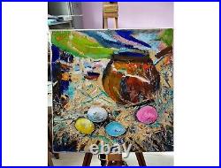 CANVAS Oil Painting Still Life ORIGINAL Art Vase Painting Impasto Textured Art