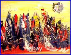 CITYSCAPE ABSTRACT Original Oil Painting canvas IMPRESSIONIST KAZAV 4SDVSV