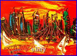 CITYSCAPE Abstract Pop Art Painting Original Oil On Canvas Gallery Artist CEW