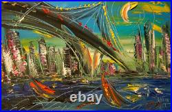 CITYSCAPE Oil Painting on canvas IMPRESSIONIST ART BY MARK KAZAV gGEW5