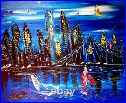 CITYSCAPE Painting Original Oil Canvas Gallery Artist SIGNED YBYV