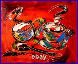 COFFEE CUPS Abstract Modern CANVAS Original Oil Painting h7RETH