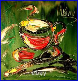 COFFEE Fine Abstract Pop Art Painting Original Oil On Canvas Gallery Artist