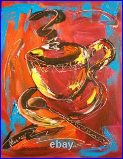 COFFEE Pop Art Painting Original Oil On Canvas Gallery Artist G345Y