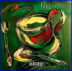 COFFEE TIME FOR YOU original Oil On Canvas PAINTING STRETCHED 55t