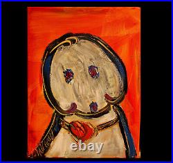 CUTE DOG abstract SIGNED Original Oil Painting on canvas IMPRESSIONIST BUOJ8