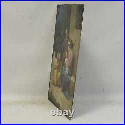 Ca. 1900-1930 old oil painting Oil Holy Family with angels 19,1 x 12,8 in