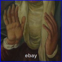 Ca. 1900-1930 old painting of Mater Dolorosa with open hands 27,5 x 22.4 in