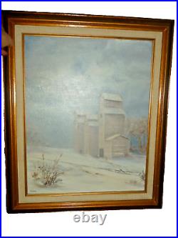 Canvas Oil ON BOARD Painting 1977 Alden Waiting Framed Winter Signed 15x19