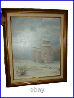 Canvas Oil ON BOARD Painting 1977 Alden Waiting Framed Winter Signed 15x19