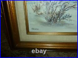 Canvas Oil ON BOARD Painting 1977 Alden Waiting Framed Winter Signed 15x19