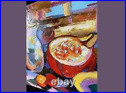 Canvas Oil Painting Fruit ORIGINAL Art Pumpkin Still Life Art Impasto Textured A