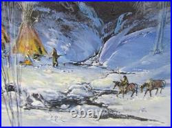 Carl Seyboldt Oil Painting Native American Western Winter Scene Coming Home