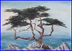 Carmel California Oil Painting By Gene Grant. Signed. Carmel Cypress C1950's