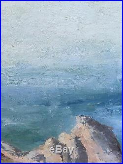 Carmel California Oil Painting By Gene Grant. Signed. Carmel Cypress C1950's