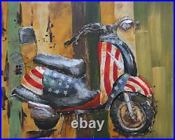 Classic Moped 3 Dimensional Wall Mount om Metal Canvas Oil Painting Artwork