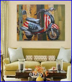 Classic Moped 3 Dimensional Wall Mount om Metal Canvas Oil Painting Artwork