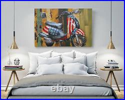 Classic Moped 3 Dimensional Wall Mount om Metal Canvas Oil Painting Artwork