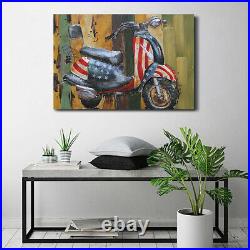 Classic Moped 3 Dimensional Wall Mount om Metal Canvas Oil Painting Artwork