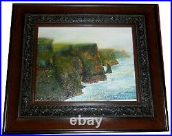 Cliffs of Mohr, Original Oil Painting, Art, Ireland, Framed, 14x12