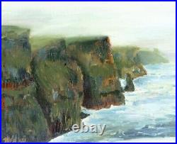 Cliffs of Mohr, Original Oil Painting, Art, Ireland, Framed, 14x12